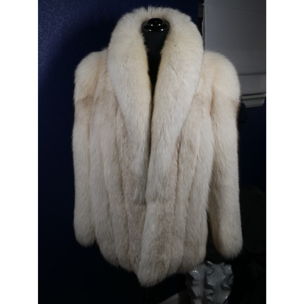Private Label Cream Fox Fur Jacket Coat